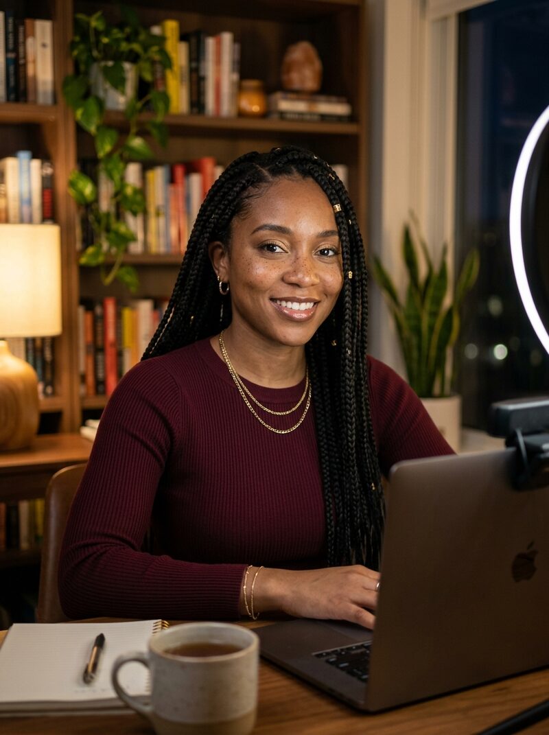 Woman on a desk video call