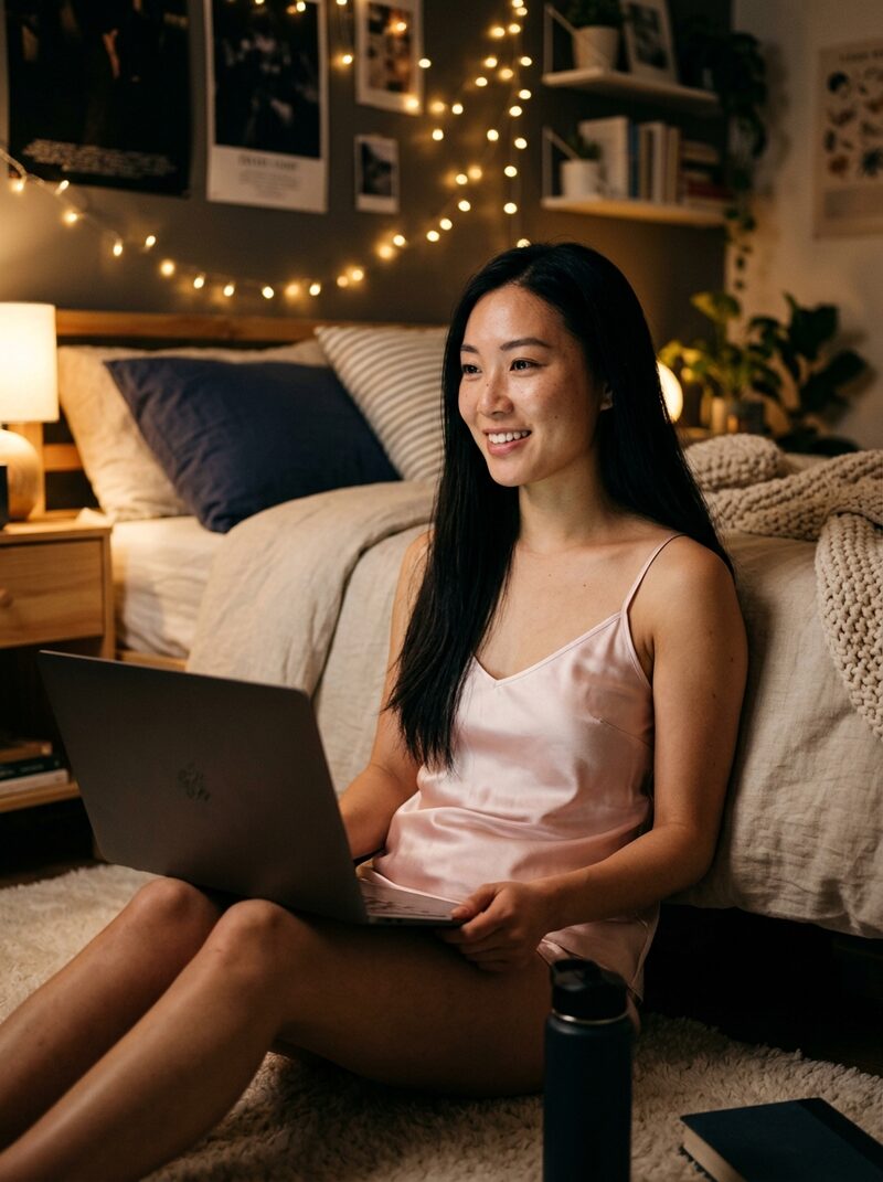 Woman on a laptop video call