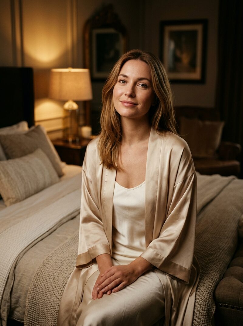 Woman on an evening video call